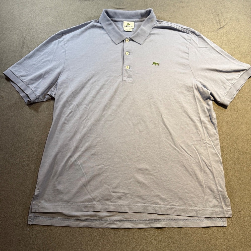 Lacoste Mens Short Sleeve Polo Shirt Light Blue Lavender Size 7 XL Classic Fit